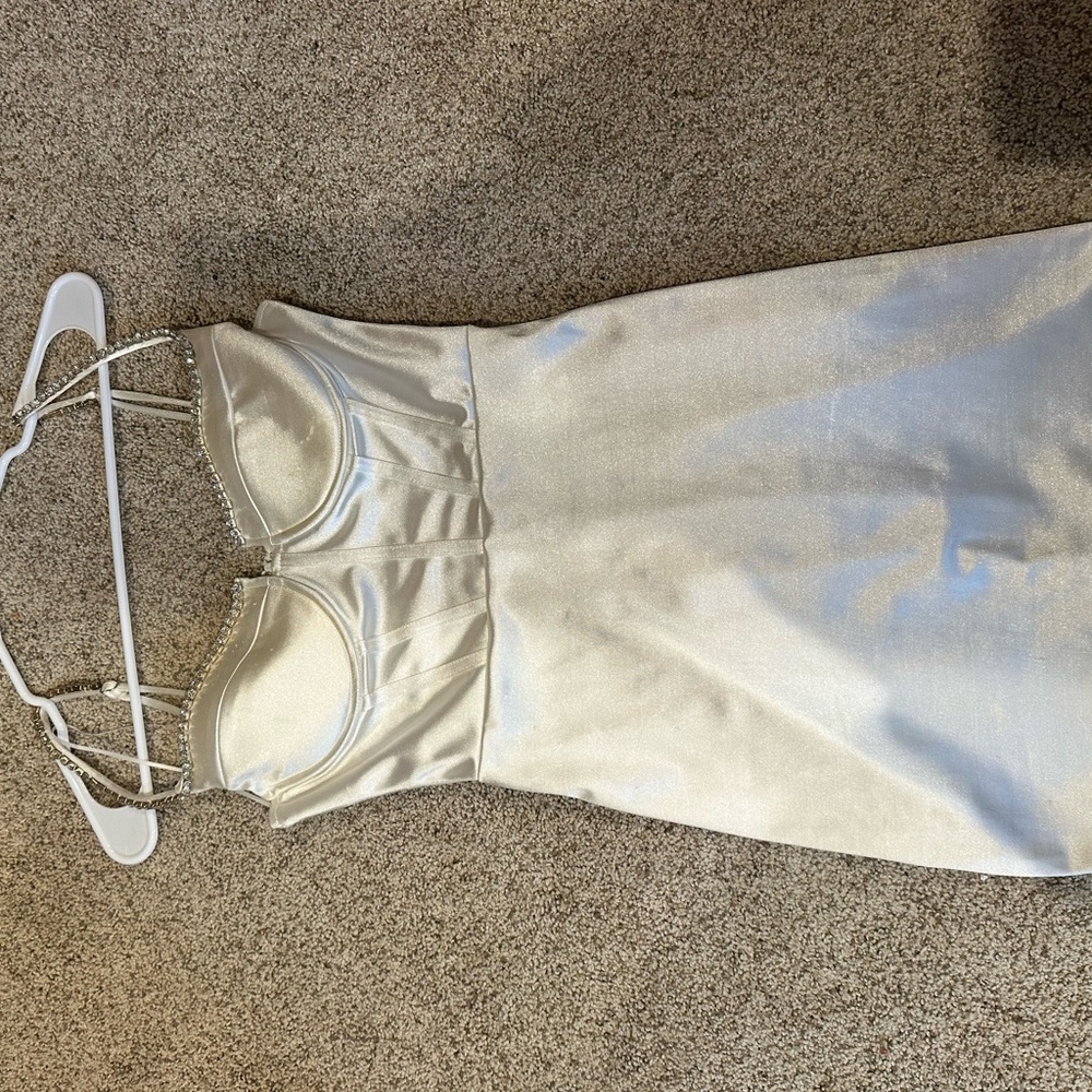 Elegant Cream Satin Dress